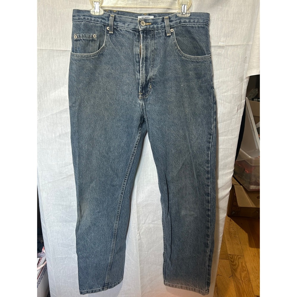 Old Navy Outlet Mens Straight Leg Blue Jeans Medium Wash 35x30 100% Cotton